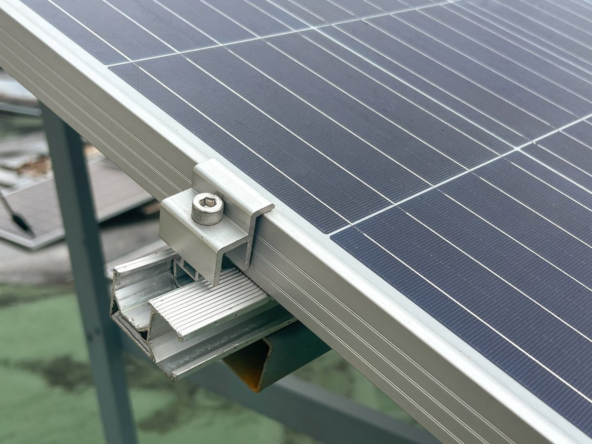 K2 Systems aluminum solar panel mounting holder on rooftop